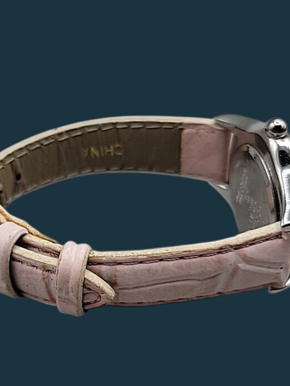 Galaxie Elgin Ladies Quartz Watch 6.5" Pink Leather Band 28mm Bubble MOP W1663 - Picture 4 of 16